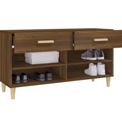 vidaXL Productos Del Hogar-Zapatero madera contrachapada marrón roble 102x35x55 cm