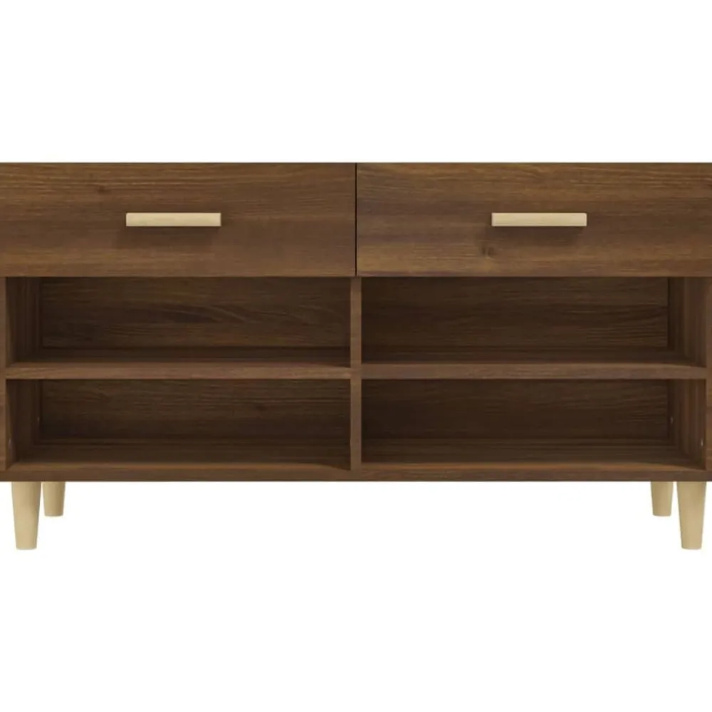 vidaXL Productos Del Hogar-Zapatero madera contrachapada marrón roble 102x35x55 cm