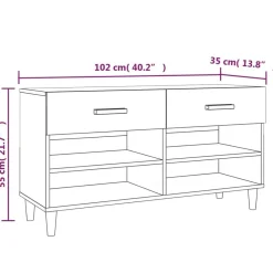 vidaXL Productos Del Hogar-Zapatero madera contrachapada marrón roble 102x35x55 cm