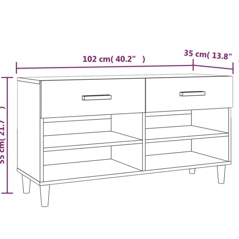 vidaXL Productos Del Hogar-Zapatero madera contrachapada marrón roble 102x35x55 cm