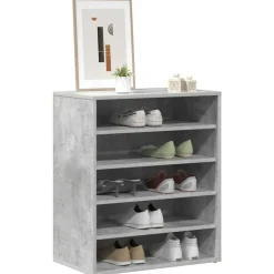 vidaXL Productos Del Hogar-Zapatero madera contrachapada gris hormigón 60x35x70 cm
