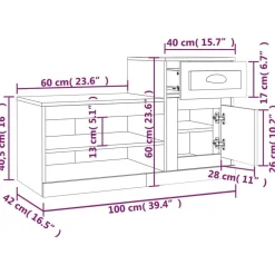 vidaXL Productos Del Hogar-Zapatero madera contrachapada roble marrón 100x42x60 cm