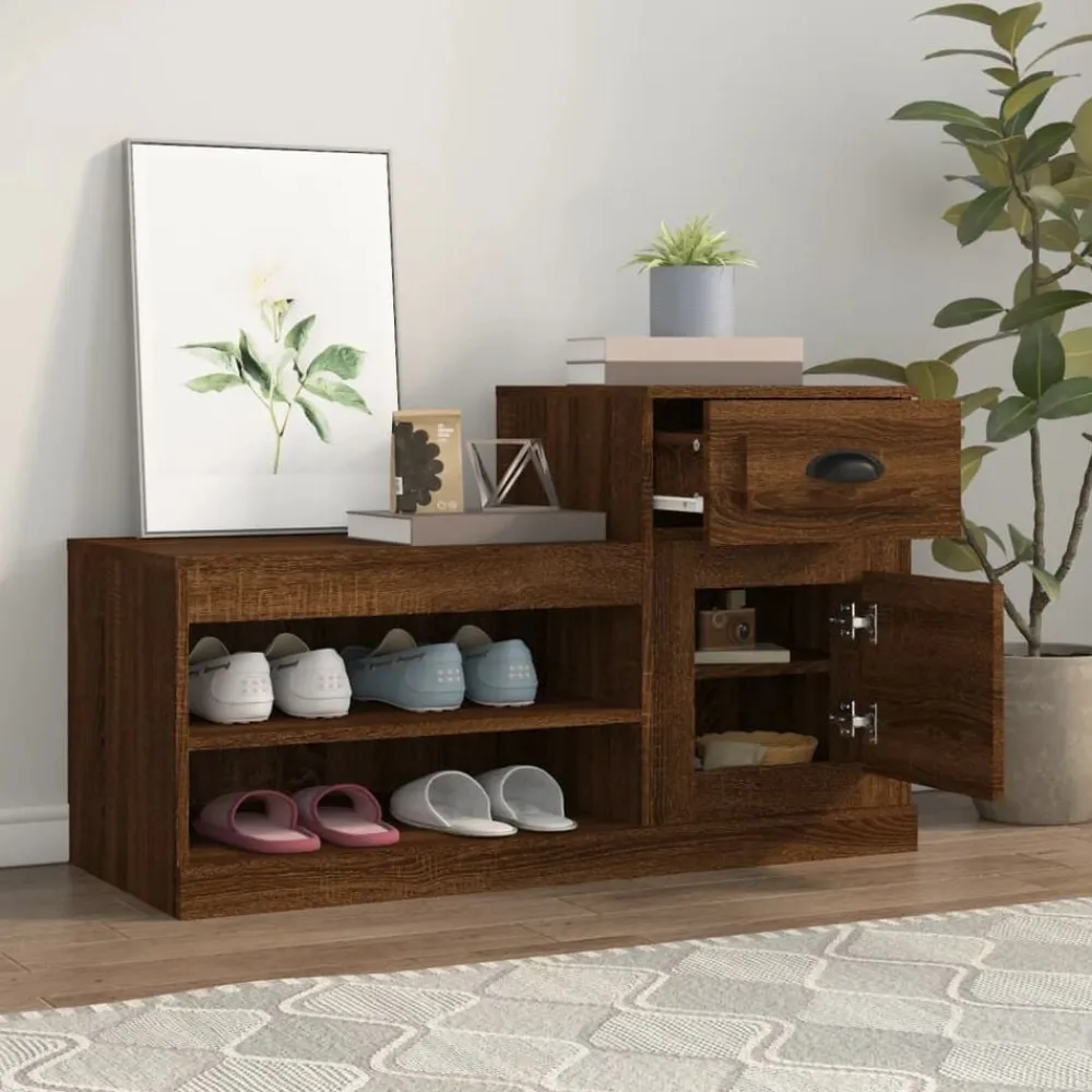 vidaXL Productos Del Hogar-Zapatero madera contrachapada roble marrón 100x42x60 cm