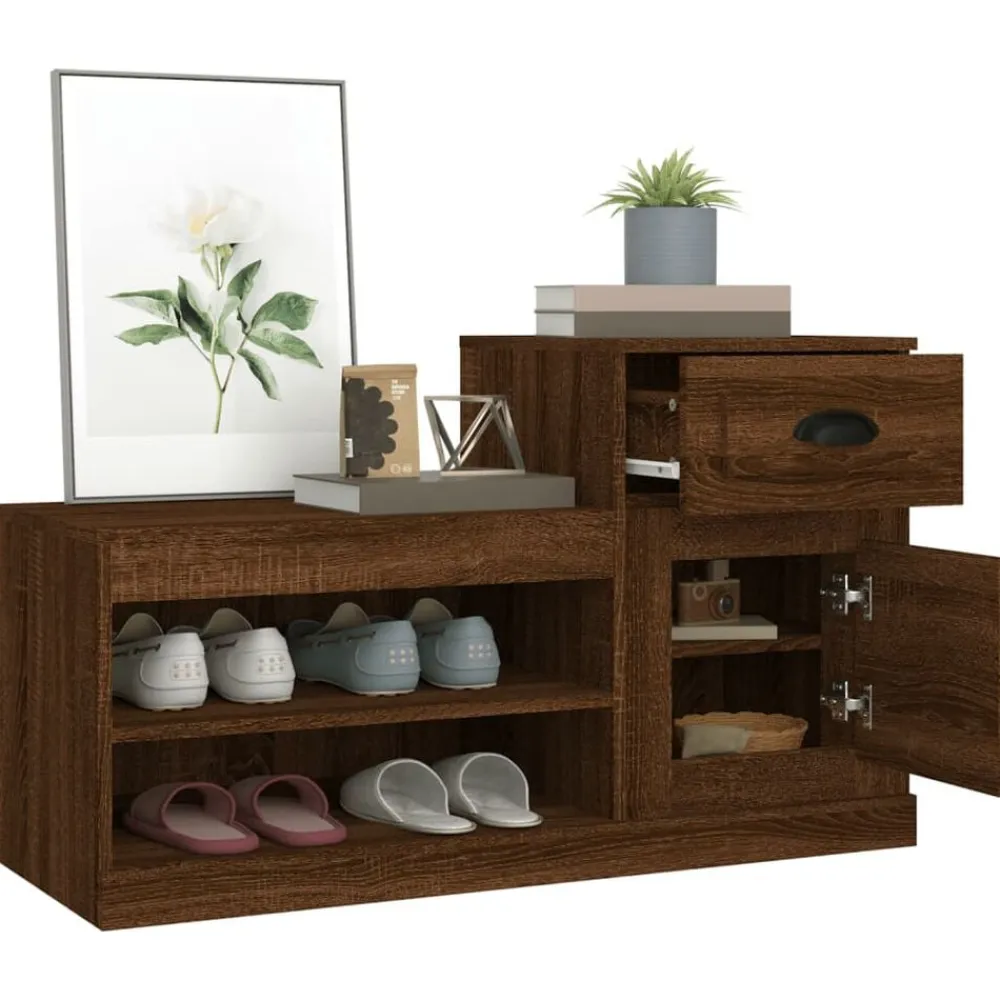 vidaXL Productos Del Hogar-Zapatero madera contrachapada roble marrón 100x42x60 cm