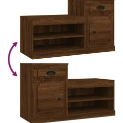 vidaXL Productos Del Hogar-Zapatero madera contrachapada roble marrón 100x42x60 cm