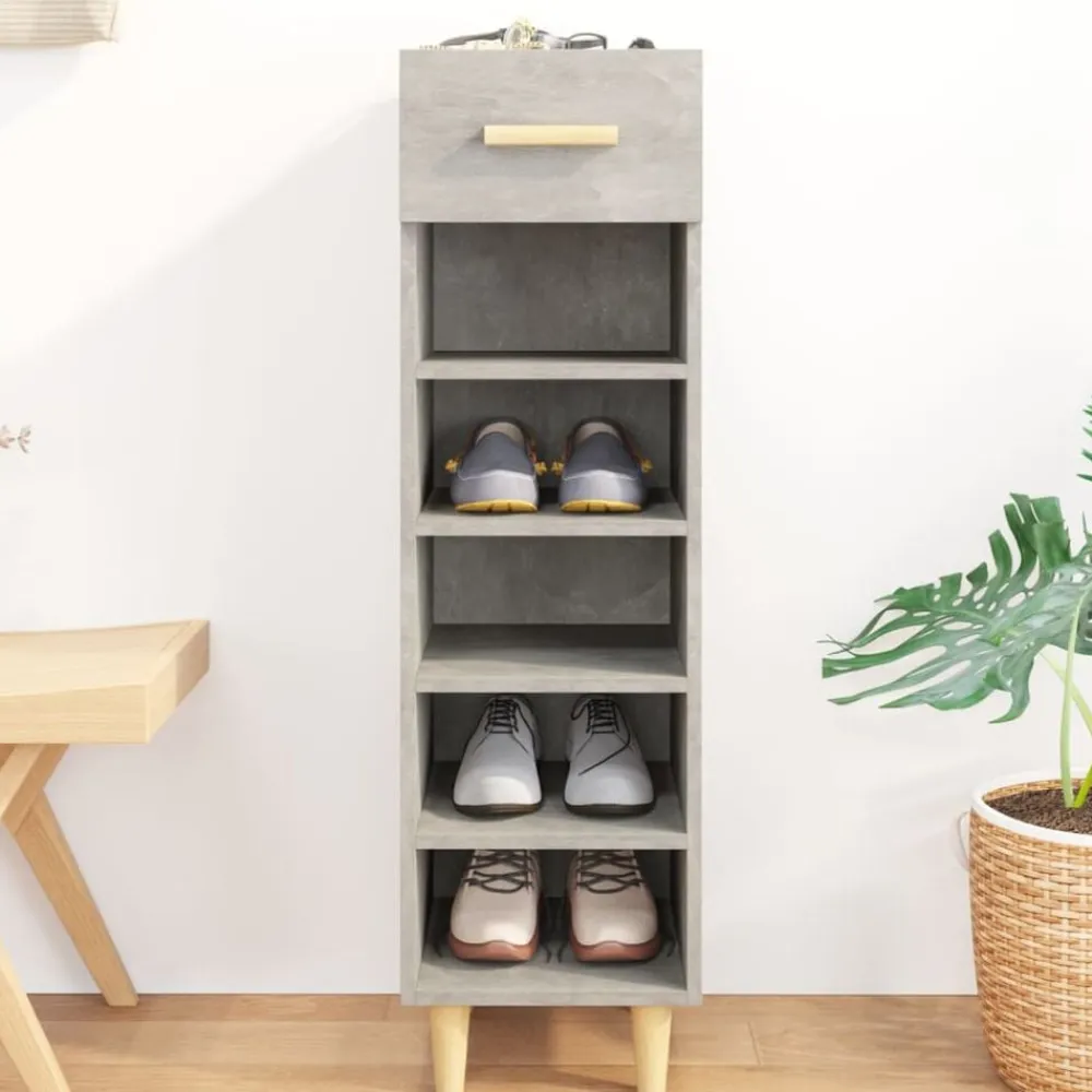 vidaXL Zapatero madera contrachapada gris hormigón 30x35x105 cm Gris hormigón