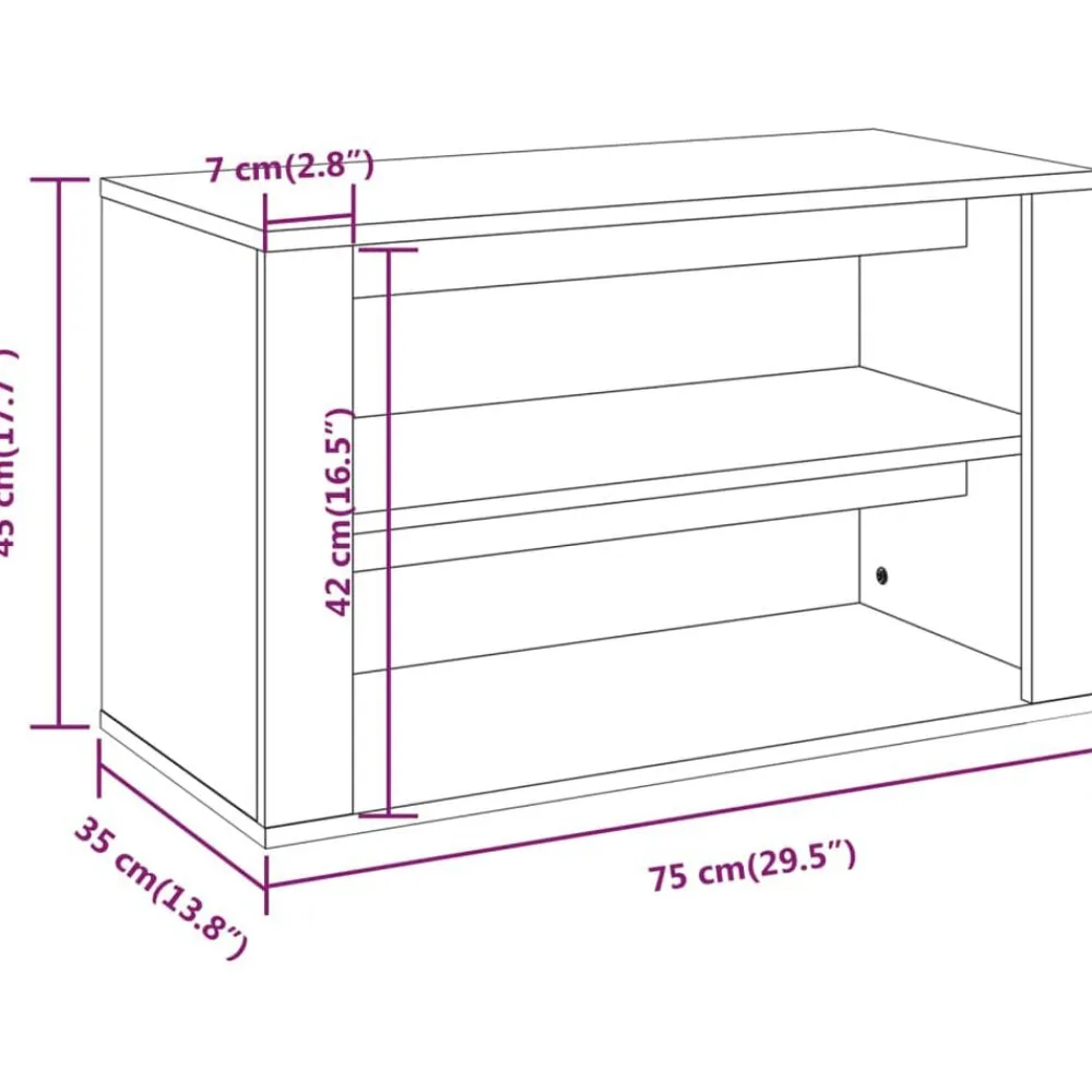 vidaXL Zapatero madera contrachapada 75x35x45 cm Roble ahumado Online