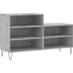 vidaXL Zapatero madera contrachapada gris hormigón 102x36x60 cm Gris hormigón Clearance