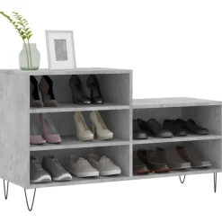 vidaXL Zapatero madera contrachapada gris hormigón 102x36x60 cm Gris hormigón Clearance