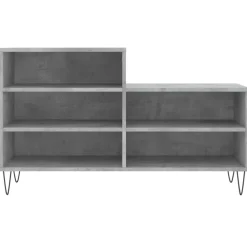 vidaXL Zapatero madera contrachapada gris hormigón 102x36x60 cm Gris hormigón Clearance