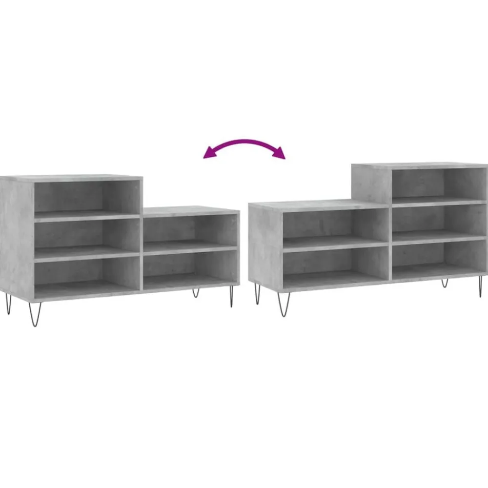 vidaXL Zapatero madera contrachapada gris hormigón 102x36x60 cm Gris hormigón Clearance