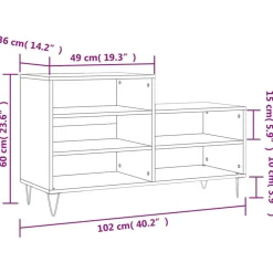 vidaXL Zapatero madera contrachapada gris hormigón 102x36x60 cm Gris hormigón Clearance