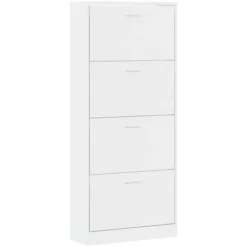 vidaXL Zapatero madera contrachapada blanco brillo 63x24x147 cm Blanco brillante New