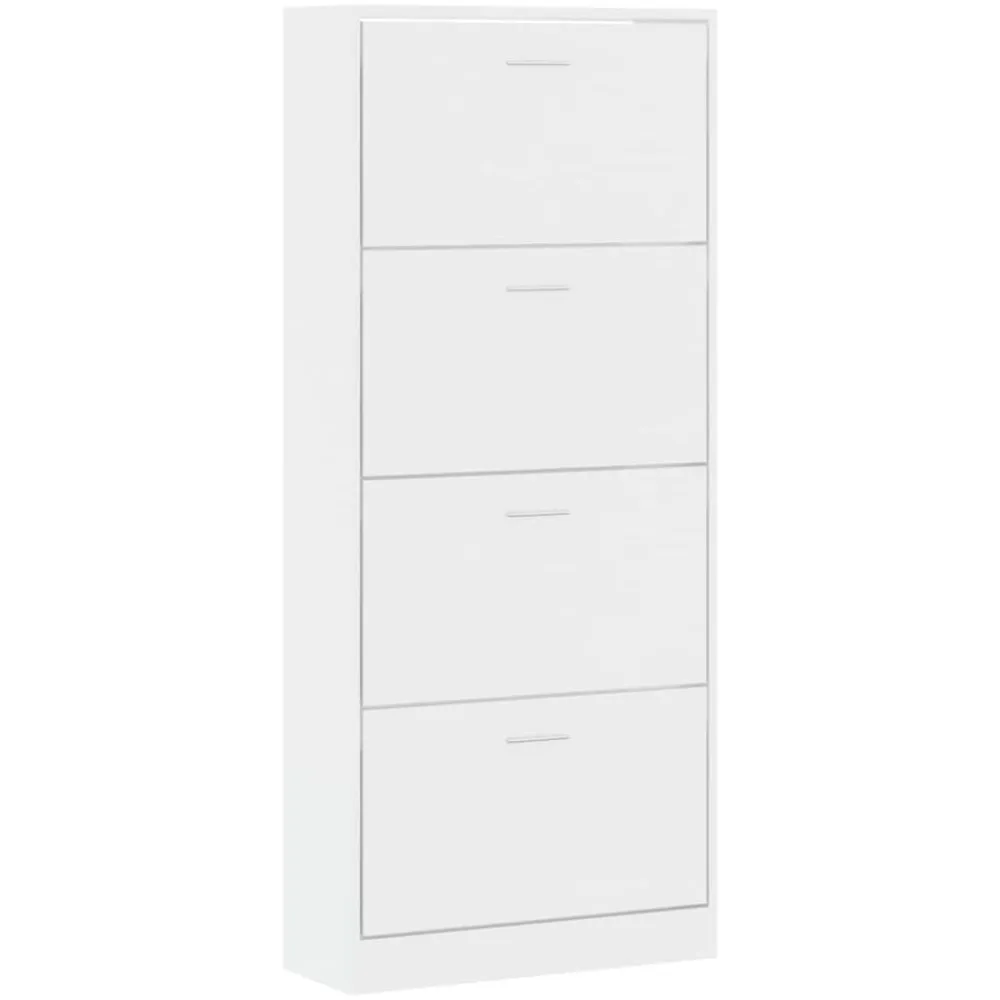 vidaXL Zapatero madera contrachapada blanco brillo 63x24x147 cm Blanco brillante New