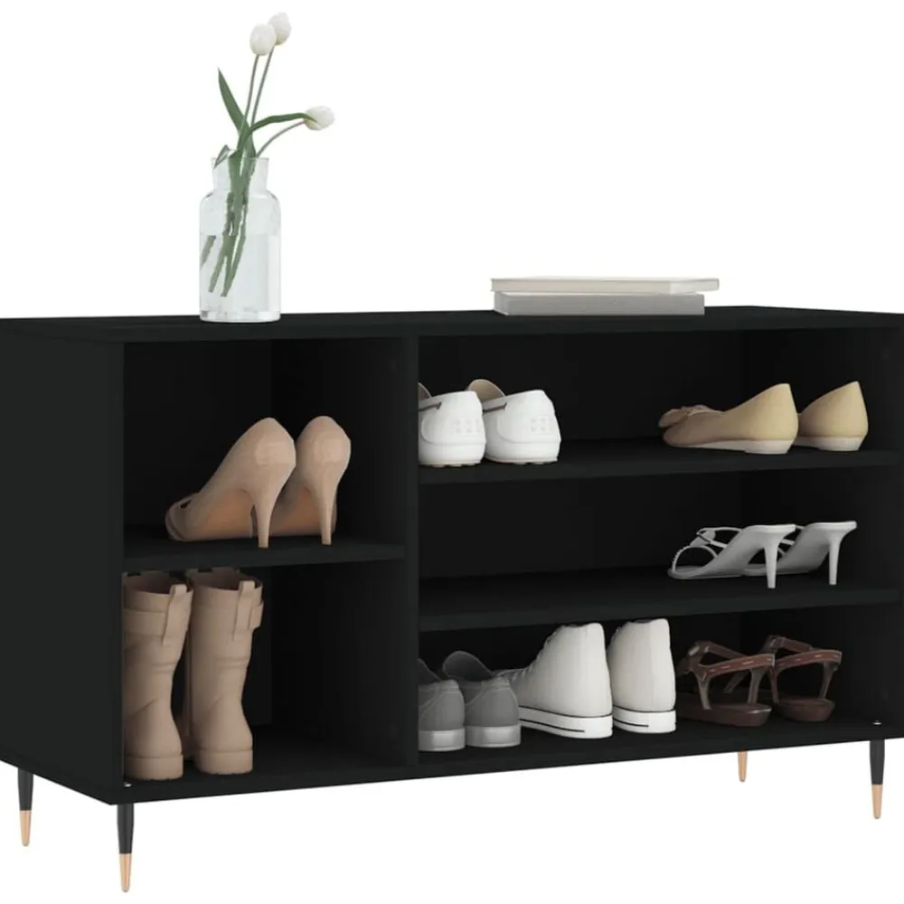 vidaXL Zapatero madera contrachapada 102x36x60 cm Negro