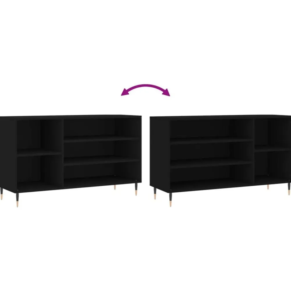 vidaXL Zapatero madera contrachapada 102x36x60 cm Negro