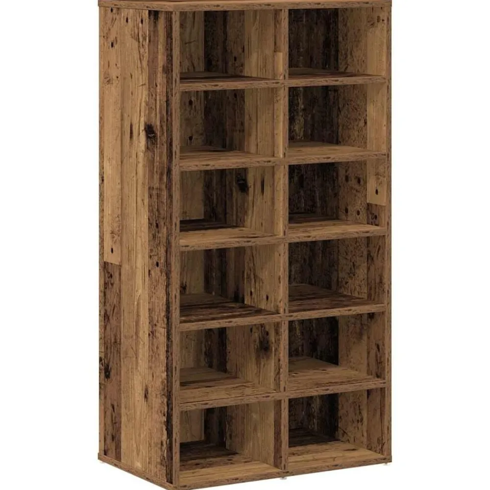 vidaXL Zapatero madera contrachapada madera vieja 54x34x100cm Madera antigua New