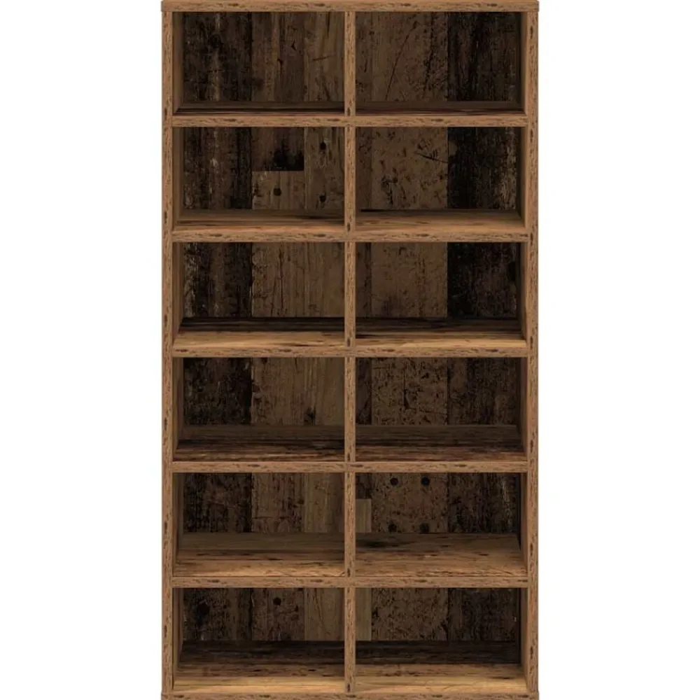 vidaXL Zapatero madera contrachapada madera vieja 54x34x100cm Madera antigua New