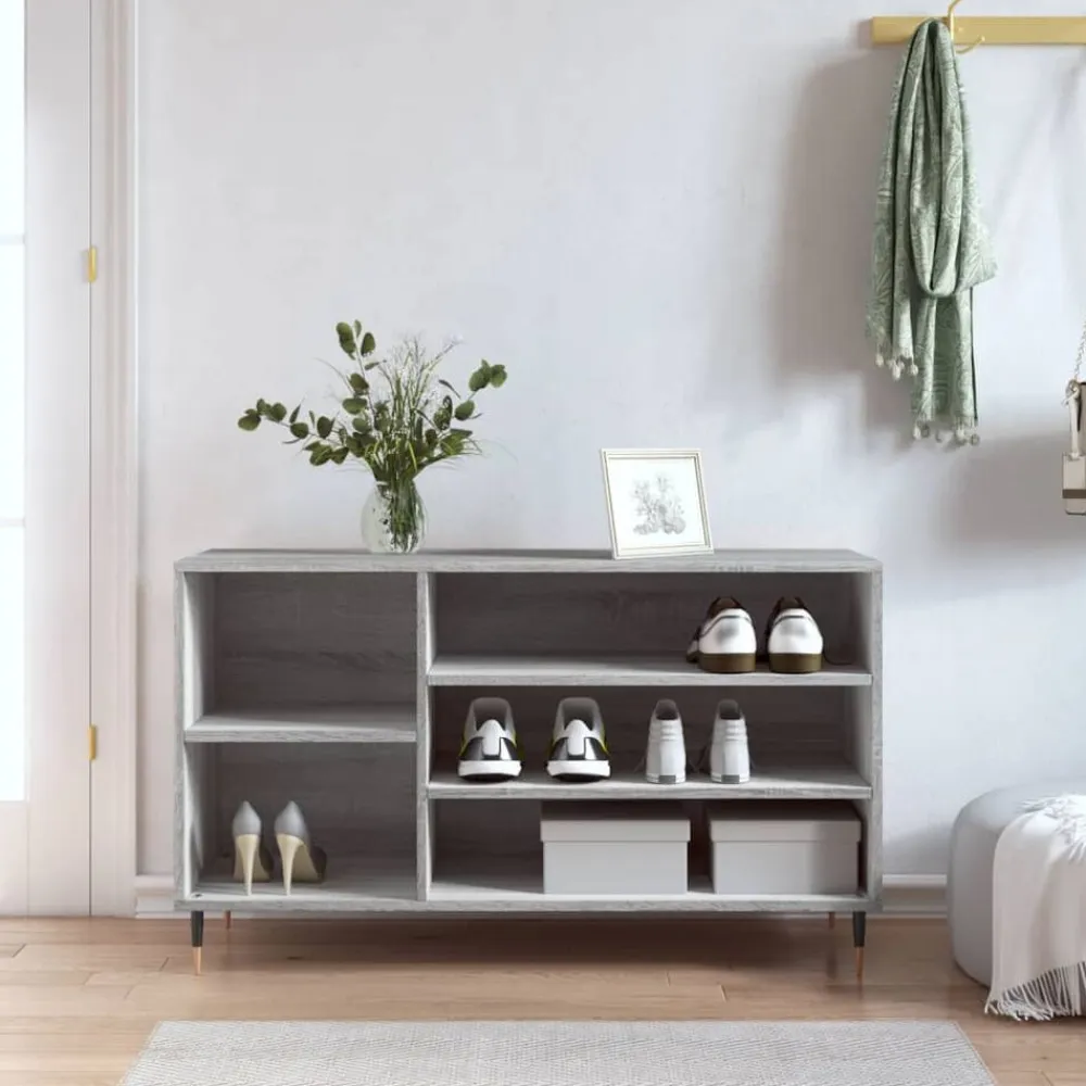 vidaXL Zapatero madera contrachapada 102x36x60 cm Gris sonoma Online