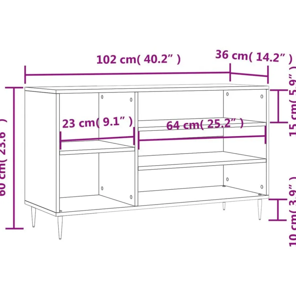 vidaXL Zapatero madera contrachapada 102x36x60 cm Gris sonoma Online