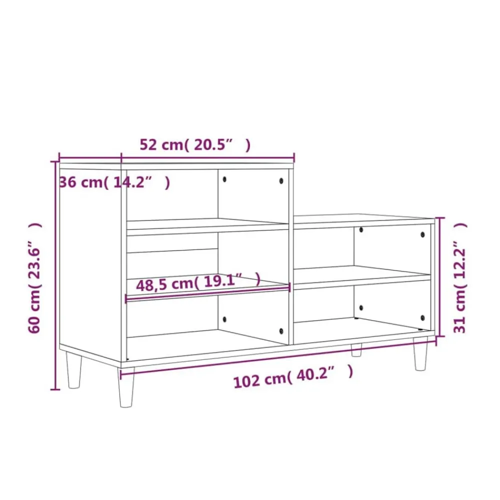 vidaXL Zapatero madera contrachapada gris hormigón 102x36x60 cm Gris hormigón Sale