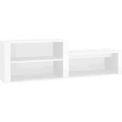 vidaXL Zapatero madera contrachapada blanco brillo 150x35x45 cm Blanco brillante Outlet