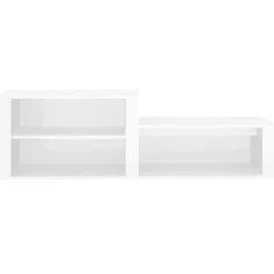 vidaXL Zapatero madera contrachapada blanco brillo 150x35x45 cm Blanco brillante Outlet