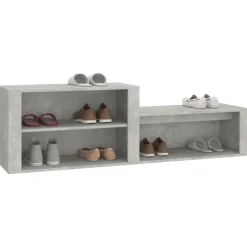 vidaXL Productos Del Hogar-Zapatero madera contrachapada gris hormigón 150x35x45 cm