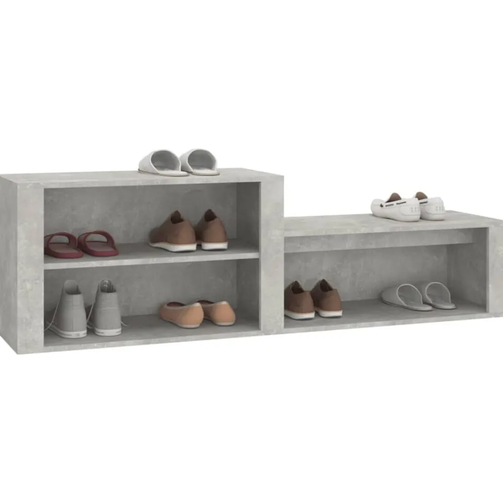 vidaXL Productos Del Hogar-Zapatero madera contrachapada gris hormigón 150x35x45 cm