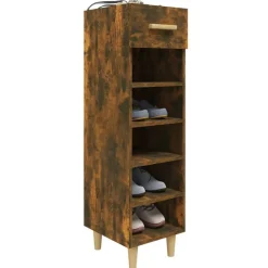 vidaXL Zapatero madera contrachapada 30x35x105 cm Roble ahumado Discount
