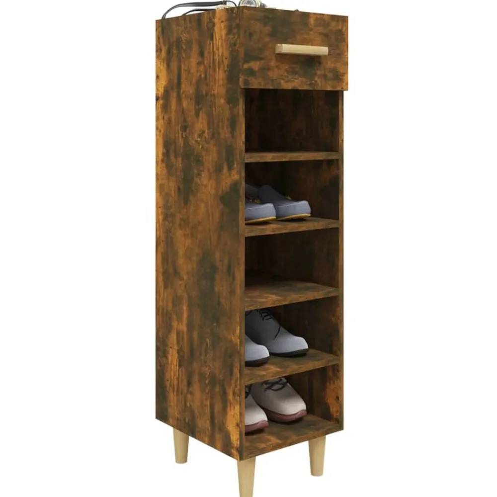 vidaXL Zapatero madera contrachapada 30x35x105 cm Roble ahumado Discount