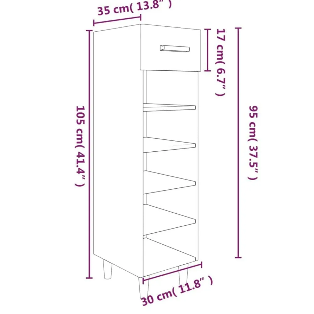vidaXL Zapatero madera contrachapada 30x35x105 cm Roble ahumado Discount