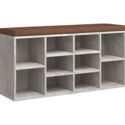 vidaXL Zapatero madera contrachapada gris hormigón 103x30x48 cm Gris hormigón Clearance