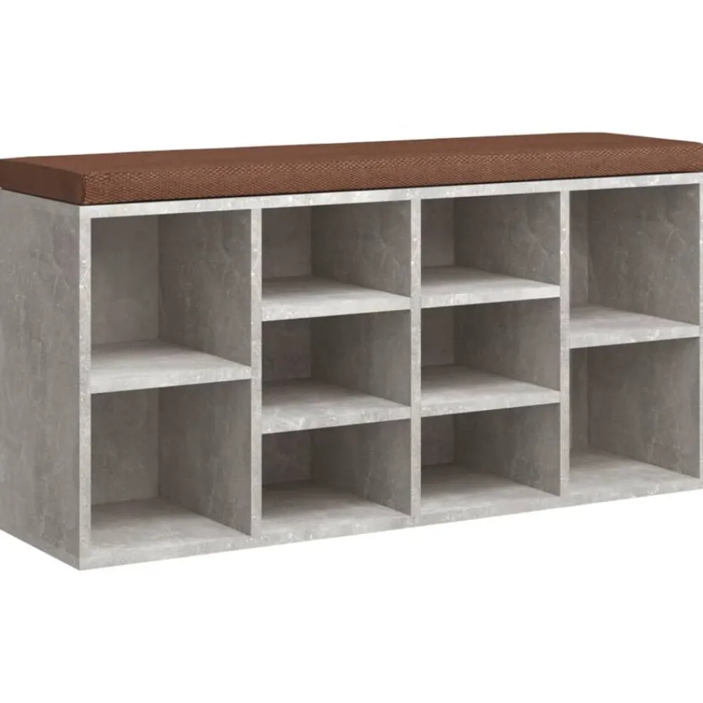 vidaXL Zapatero madera contrachapada gris hormigón 103x30x48 cm Gris hormigón Clearance