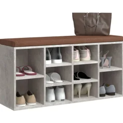 vidaXL Zapatero madera contrachapada gris hormigón 103x30x48 cm Gris hormigón Clearance