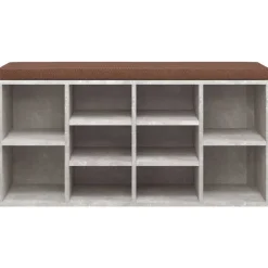 vidaXL Zapatero madera contrachapada gris hormigón 103x30x48 cm Gris hormigón Clearance