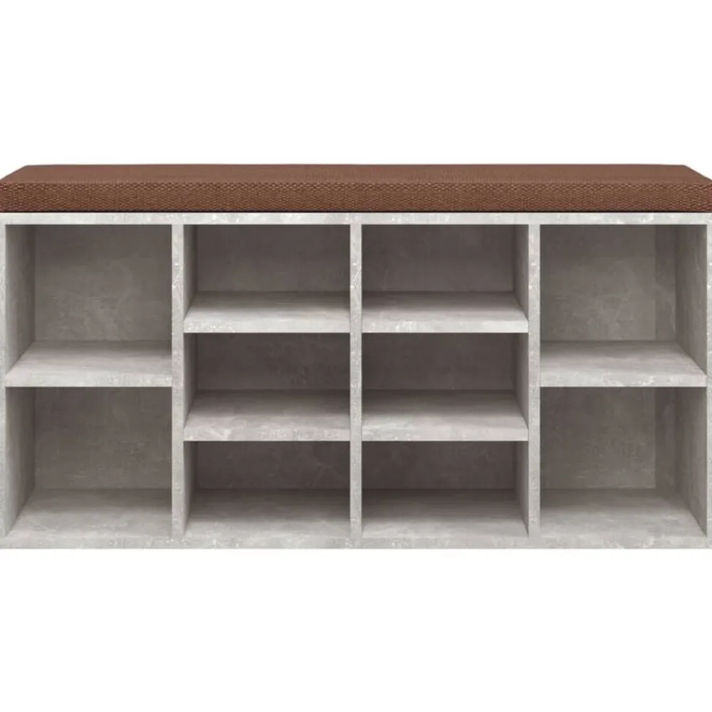 vidaXL Zapatero madera contrachapada gris hormigón 103x30x48 cm Gris hormigón Clearance