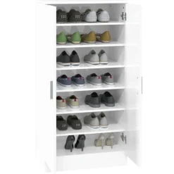 vidaXL Productos Del Hogar-Zapatero madera contrachapada blanco brillo 55x35x108 cm