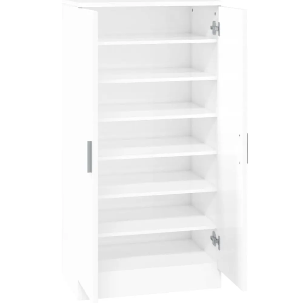 vidaXL Productos Del Hogar-Zapatero madera contrachapada blanco brillo 55x35x108 cm