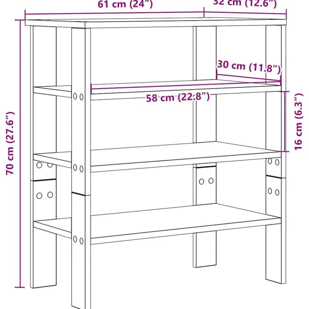 vidaXL Productos Del Hogar-Zapatero madera contrachapada 61x32x70 cm