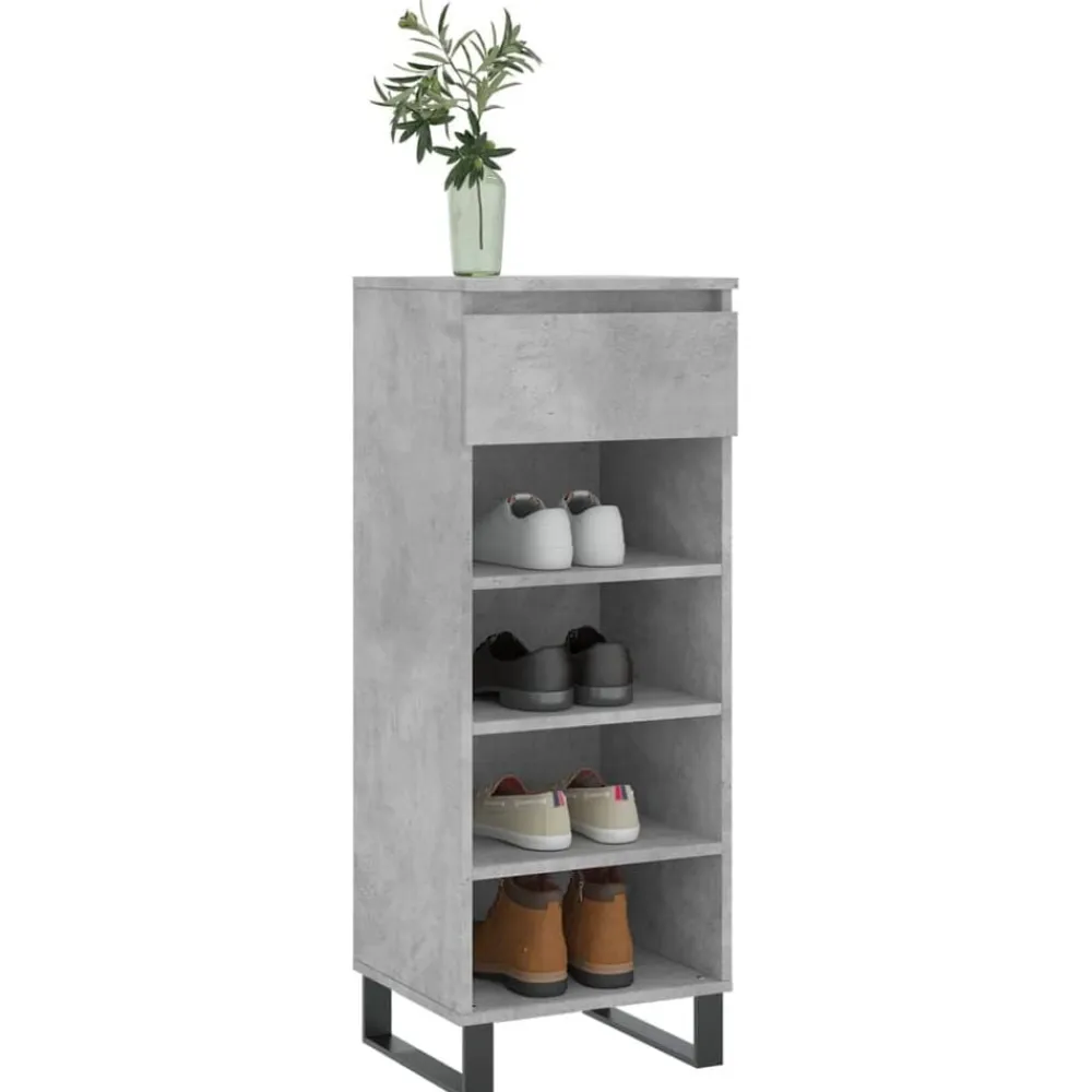 vidaXL Zapatero madera contrachapada gris hormigón 40x36x105 cm Gris hormigón