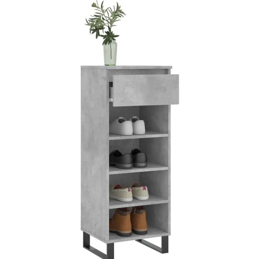 vidaXL Zapatero madera contrachapada gris hormigón 40x36x105 cm Gris hormigón