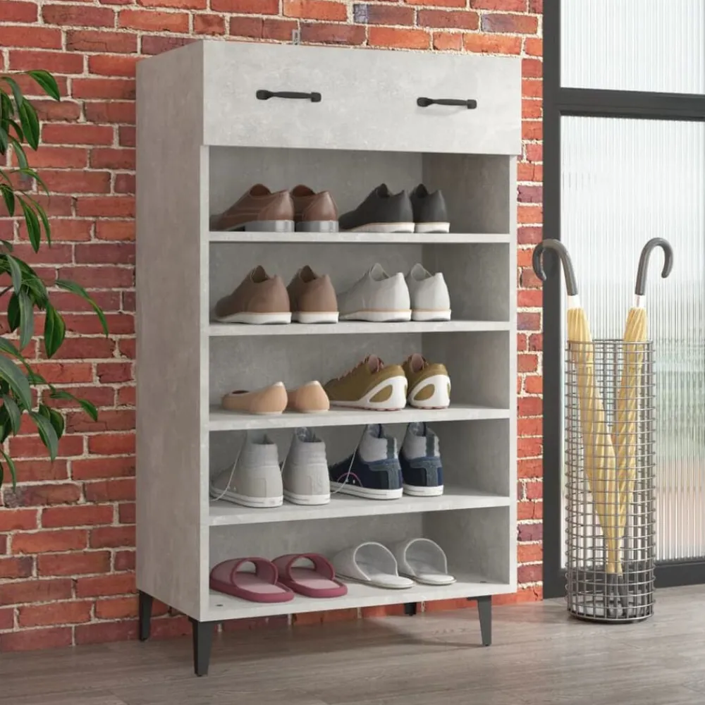 vidaXL Zapatero madera contrachapada gris hormigón 60x35x105 cm Gris hormigón Sale