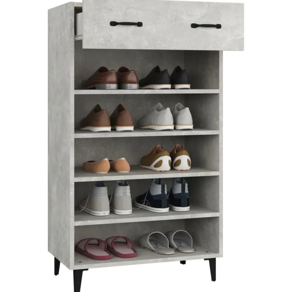 vidaXL Zapatero madera contrachapada gris hormigón 60x35x105 cm Gris hormigón Sale