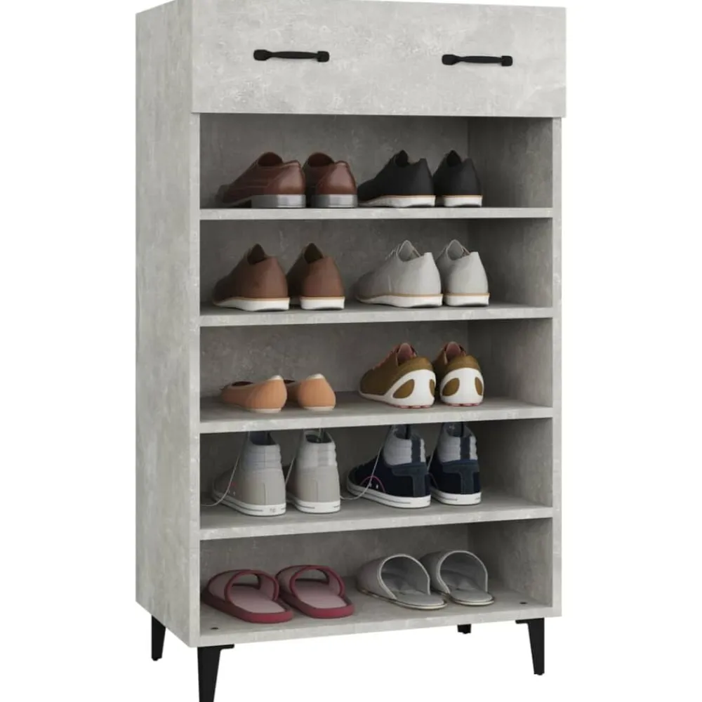 vidaXL Zapatero madera contrachapada gris hormigón 60x35x105 cm Gris hormigón Sale