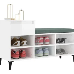 vidaXL Zapatero madera contrachapada blanco brillo 102x36x60 cm Blanco brillante Best