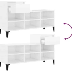 vidaXL Zapatero madera contrachapada blanco brillo 102x36x60 cm Blanco brillante Best