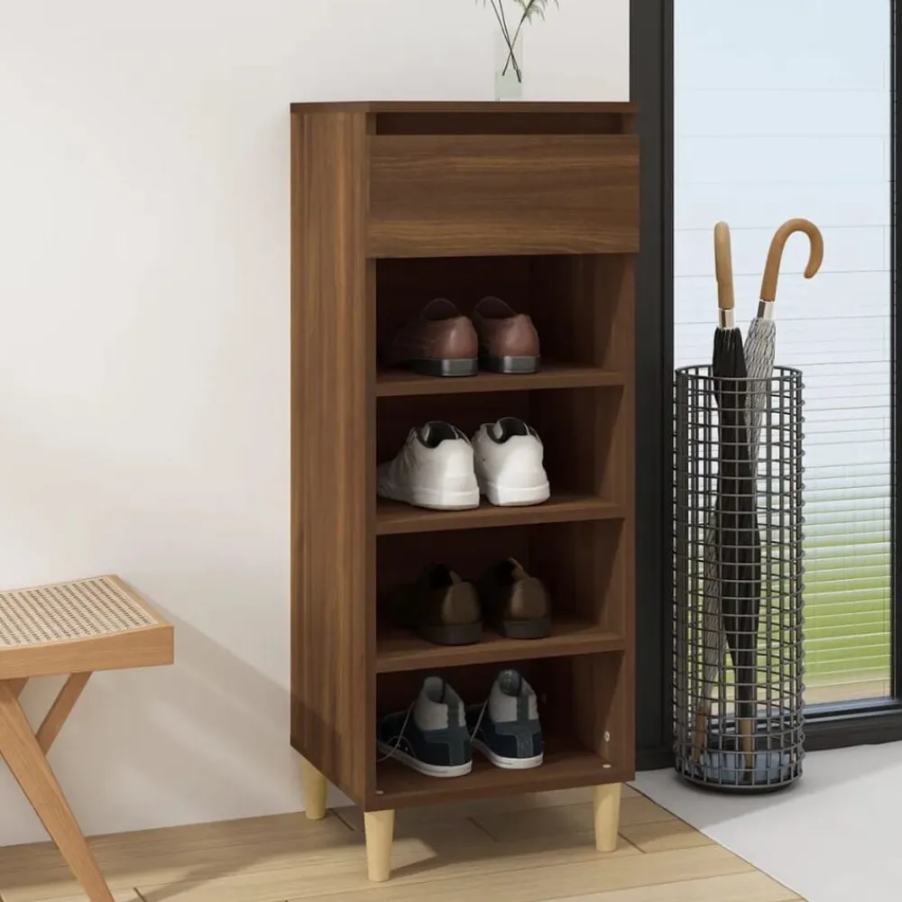vidaXL Productos Del Hogar-Zapatero madera contrachapada roble marrón 40x36x105 cm