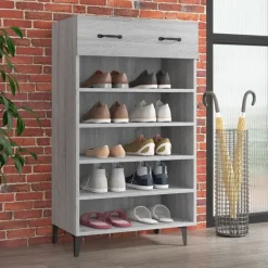vidaXL Zapatero madera contrachapada 60x35x105 cm Gris sonoma Online