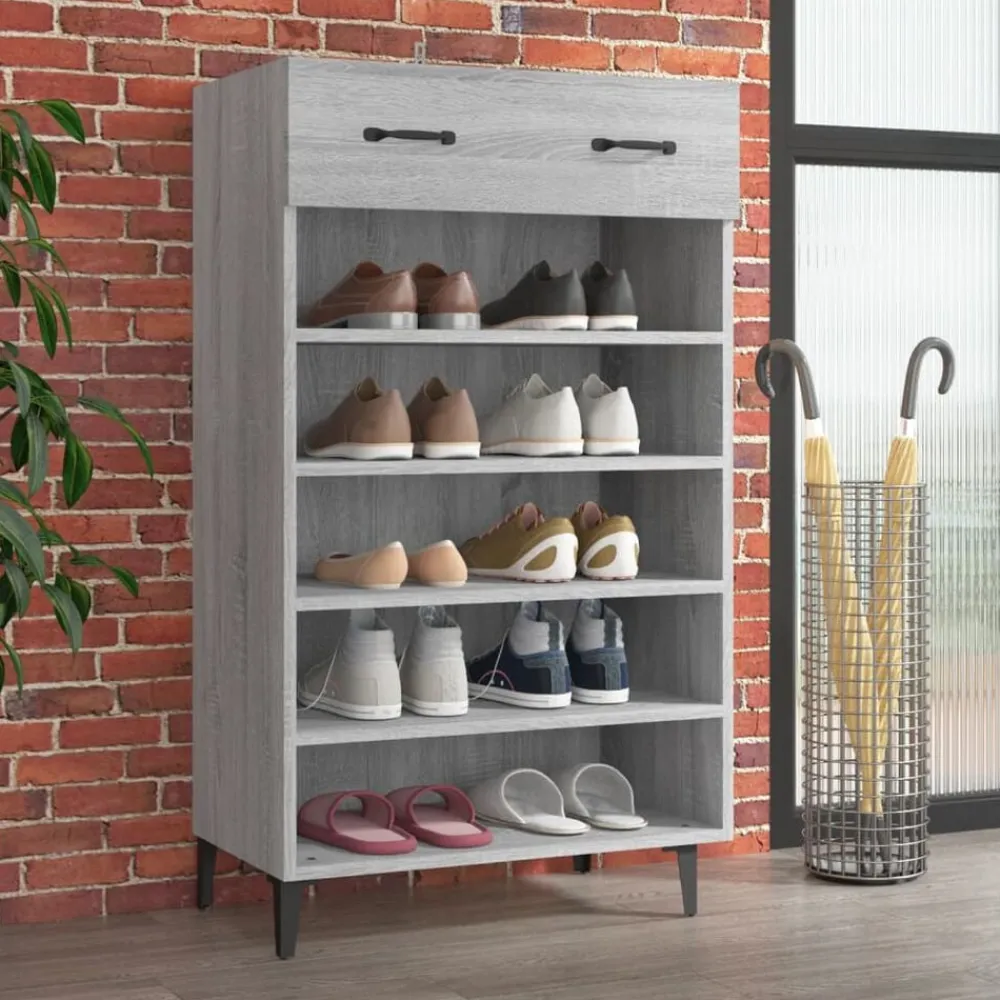 vidaXL Zapatero madera contrachapada 60x35x105 cm Gris sonoma Online